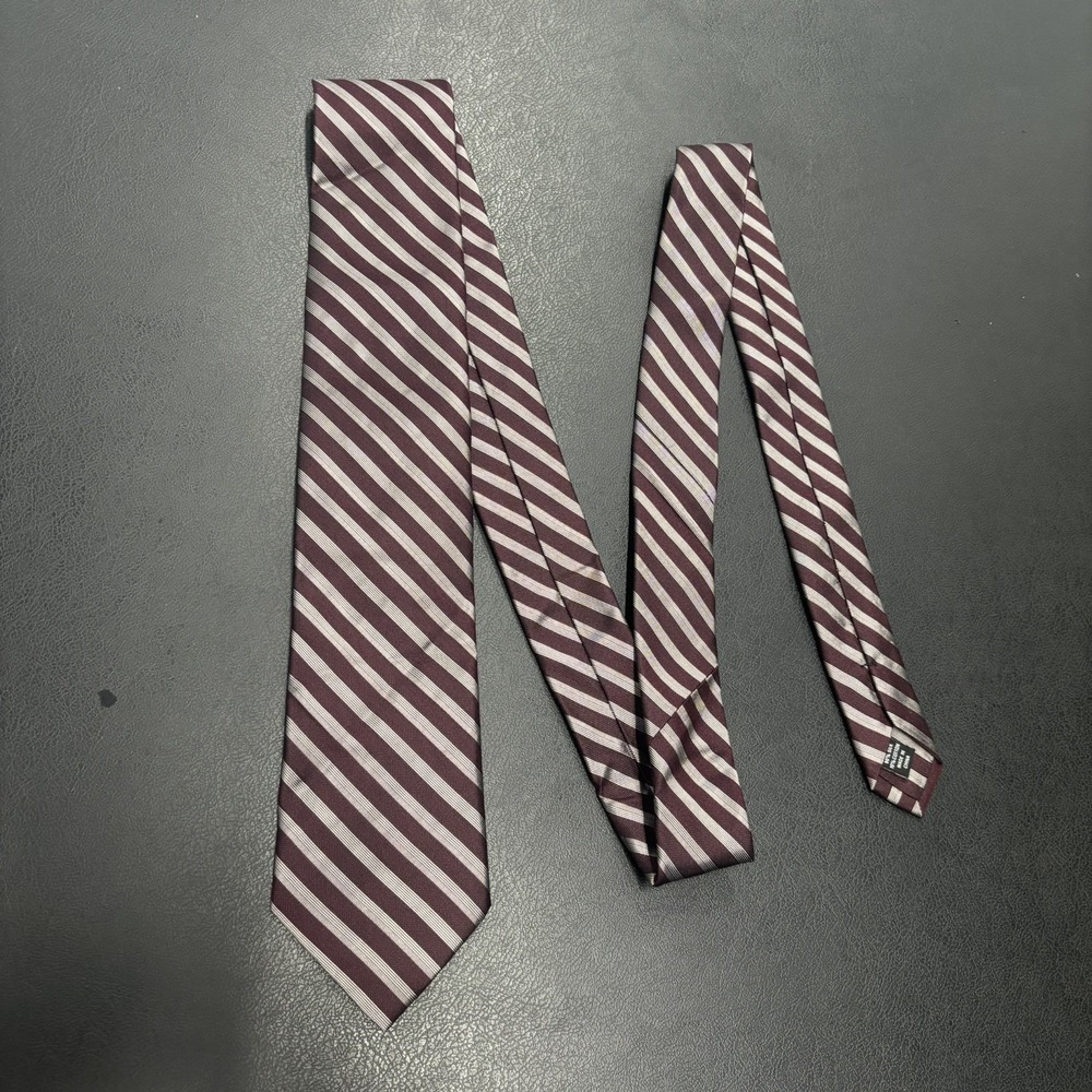 Kenneth Cole Awareness Men's Striped Tie Maroon New With Tags Classic Preppy‎
